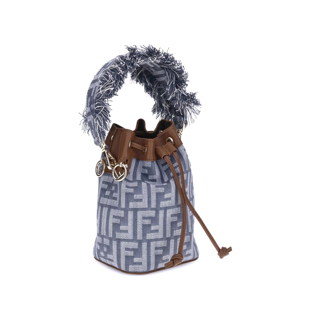 Fendi Himmelblaue Baumwoll-Umhängetasche